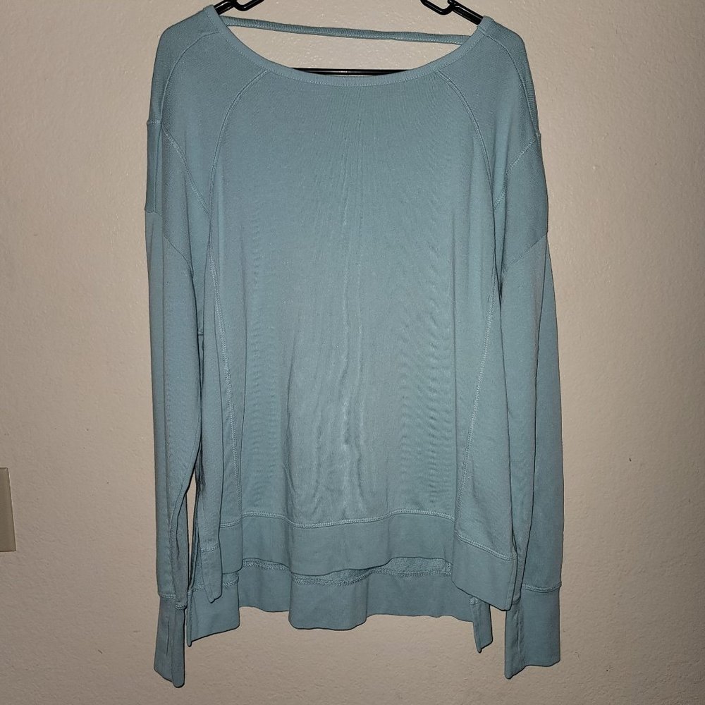 Sweaty Betty Simhasana Light Blue Pullover Cotton Modal Top Size Large